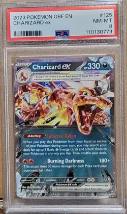 2023 Pokemon OBF En Charizard ex #125 PSA 8 - Image 1
