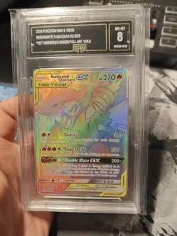 Charizard & Reshiram GX Pokemon Unbroken Bonds Secret Rare Graded GMA 8 - Image 1