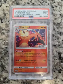 PSA 9 MINT Charizard 080/SM-P Upnormal Coffee Promo Indonesian Pokemon - Image 1