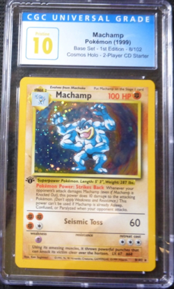 1999 POKEMON MACHAMP 1ST EDITION 8/102 COSMOS HOLO CGC 10 PRISTINE (PSA OR BGS) - Image 1