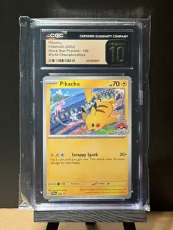 Pokemon Pikachu #190 (World's Stamp 2024) Black Star Promo - CGC 10 PRISTINE - Image 1