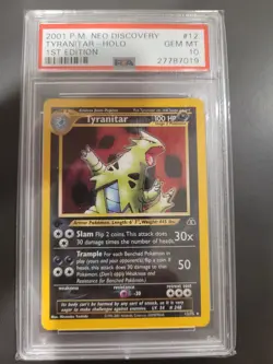 2001 POKEMON NEO DISCOVERY 1ST EDITION #12 TYRANITAR-HOLO PSA 10 - Image 1