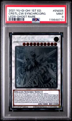 Yugioh PSA 9 Crystal Clear Wing Synchro Dragon Ghost Rare LED8-EN005 BGS CGC - Image 2