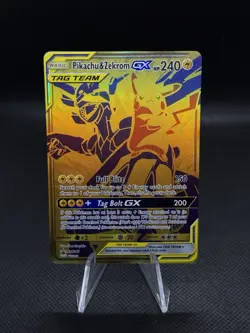 Pokemon Pikachu & Zekrom GX TCG Sun & Moon SM248 Holo Gold Promo Card - Image 1