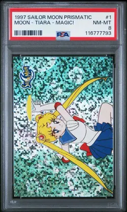 PSA 8 NM 1997 SAILOR MOON PRISMATIC #1 Vintage Dart Rare Anime Card - Image 1