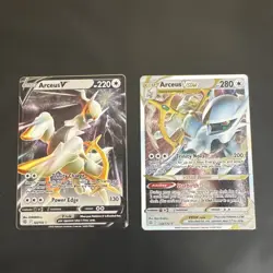 Arceus VSTAR + Arceus V Ultra Premium UPC Metal Card GameStop Exclusive Pokemon - Image 1
