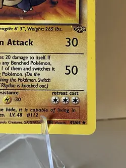 💥 Rhydon 45/64 Jungle 1st Edition Non - Holo Vintage Pokemon 1999 WOTC Card LP - Image 5