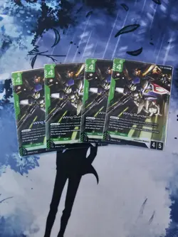 NEW! Wing Gundam x4 Play Set - NM - Gundam Card Game TCG [ST02-001] - Image 1
