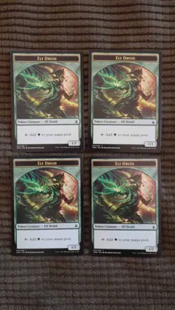 Magic: the Gathering / MtG Elf Druid Tokens (1/1, Tap for Mana) x4 CMA - Image 1