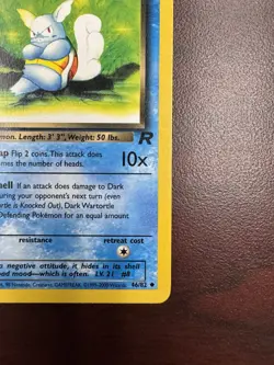 Dark Wartortle 46/82 1st Edition Team Rocket Pokemon 2000 LP - Image 5