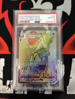 SHADOW RIDER CALYREX VMax #204 PSA 10 • 2021 SWSH Secret Chilling Reign Pokemon - Image 1