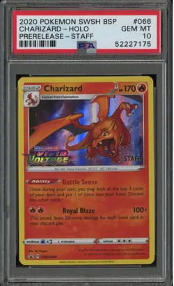 Pokemon Vivid Voltage Staff Promo Charizard PSA 10 Graded - Image 1