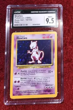Mewtwo 10/102 Unlimited Base Set Holo Graded Pokemon Card | CGC 9.5 Mint+ - Image 1