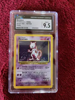 Mewtwo 10/102 Unlimited Base Set Holo Graded Pokemon Card | CGC 9.5 Mint+ - Image 2