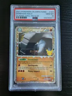 PSA 10 GEM MINT Donphan 107/123 Celebrations Classic HOLO Pokemon Card - Image 1