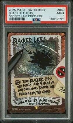 2025 MTG Deadpool Secret Lair #869 Blacker Lotus PSA 9 Mint - Image 1