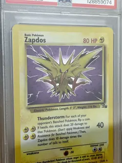 1999 Pokemon Fossil #15 Zapdos Holo PSA 7 Cosmos Thunderstorm Deck - Image 2