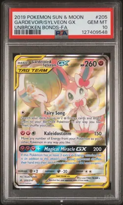2019 POKEMON SUN & MOON UNBROKEN BONDS FULL ART/GARDEVOIR & SYLVEON GX PSA 10 - Image 1
