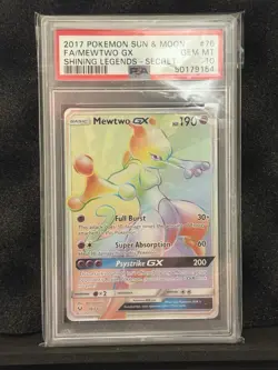 2017 Pokemon Shining Legends Mewtwo GX Holo PSA 10 Secret Rainbow Rare - Image 1
