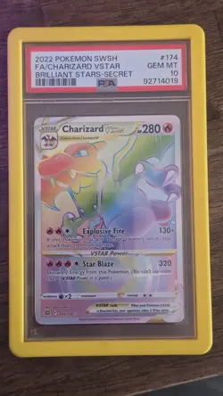 PSA 10 CHARIZARD VSTAR #174 (FA/SECRET) - 2022 POKEMON SWSH: BRILLIANT STARS - Image 1