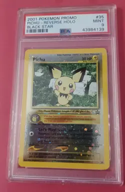 PSA 9 2001 Pokemon Promo Black Star Pichu Reverse Holo #35 - Image 1