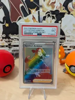 PSA 9 CYNTHIA'S AMBITION 178 SECRET SWORD & SHIELD BRILLIANT STARS 2022 POKEMON - Image 1