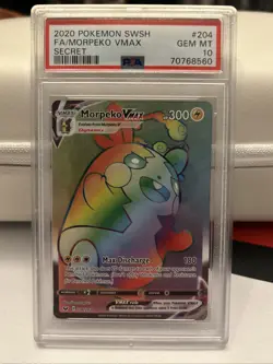2020 Pokemon Sword & Shield Secret #204 Full Art Morpeko VMAX PSA 10 - Image 1