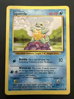 Pokemon Base Set- Squirtle 93/130 - vintage LP-NM - Image 1