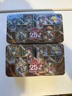 2 x Dueling Heroes Tins Sealed 1st Edition 2023 25th Anniversary Yugioh Tins - Image 1
