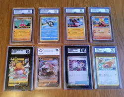 8 Blemished Graded Pokemon Cards Lot SGC BCCG & CCG Damaged Cracked Chipped Etc. - Image 1