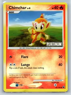 Chimchar Platinum 56/100 Stamped Reverse Holo Burger King Promos Pokemon Card - Image 1