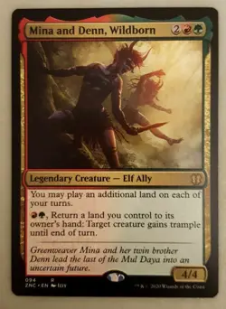 1x Mina and Denn, Wildborn Zendikar Rising Commander MTG Magic the Gathering NM - Image 1