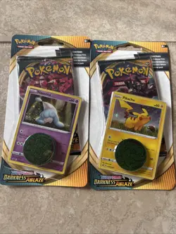 Pokemon Darkness Ablaze Checklane Blister Booster Set of 2 Pikachu & Hatenna - Image 1