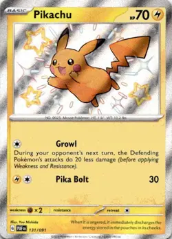 Pikachu 131/091 Paldean Fates Pokemon TCG - Shiny Secret Rare Holo Near Mint NM - Image 1