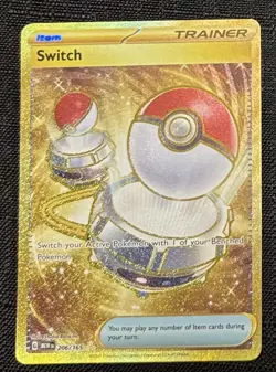 Pokemon TCG Scarlet & Violet 151 Switch Gold Holo Secret Rare 206/165 Item NM/M - Image 1