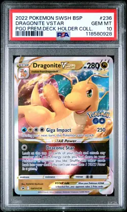 2022 POKEMON SWSH BLACK STAR PROMO #236 DRAGONITE VSTAR PSA 10 - Image 1