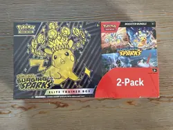 Pokemon Surging Sparks ETB + Booster Bundle Costco 2 Pack Sealed Elite Trainer - Image 1