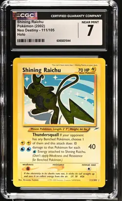 2002 Pokemon Shining Raichu 111/105 Neo Destiny Holo CGC 7 - Image 1