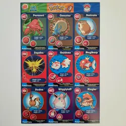 POKEMON 1st Movie 1999 Full Uncut Sheet SET #6 Master Trainer x Burger King CCG - Image 2
