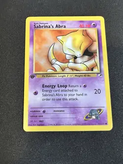 Pokemon TCG Sabrina's Abra 091/132 WotC Gym Heroes 1st Edition NM - Image 1