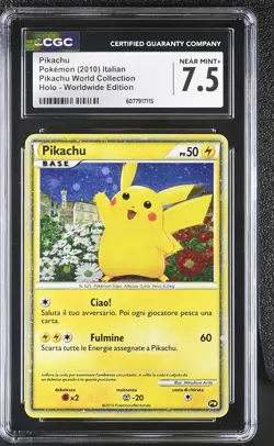 CGC 7.5 Pikachu 2010 Italian Pikachu World Collection Holo Pokemon Card - Image 1