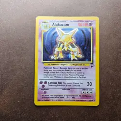 Alakazam 1/130 Pokemon Base Set 2 Holo Rare Card - HP (no creases) - Image 1