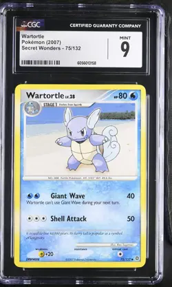CGC 9 MINT Wartortle 2007 Secret Wonders 75/132 Pokemon Card - Image 1