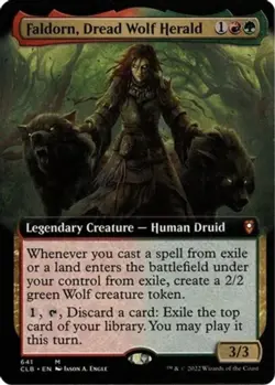 NM-Mint, English - 1 x Faldorn, Dread Wolf Herald - Foil - Extended Art Command - Image 1