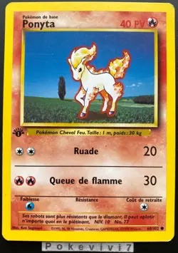 Carte Pokemon PONYTA 60/102 Set de Base Wizards EDITION 1 FR - Image 1