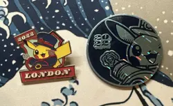 Pokemon World Championships Worlds 2022 London UK Pikachu Pin & Coin - Image 1