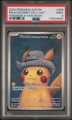 2023 POKEMON SVP BLACK STAR PROMO #085 PIKACHU WITH GREY FELT HAT VAN GOGH PSA 9 - Image 1