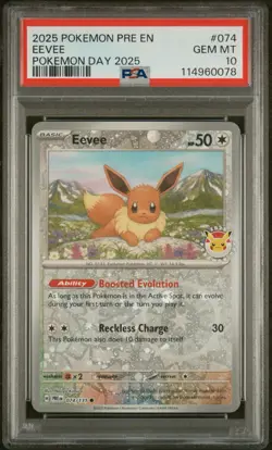 PSA 10 - Eevee 074/131 Pokemon Day 2025 STAMPED Promo - Image 1