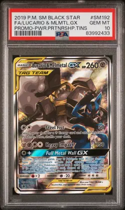 PSA 10 - Lucario & Melmetal GX SM192 Black Star Pokemon TCG - Image 1