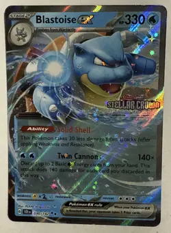 Pokemon TCG Blastoise EX Stellar Crown Holo Double Rare Card 030/142 NM/MT - Image 1